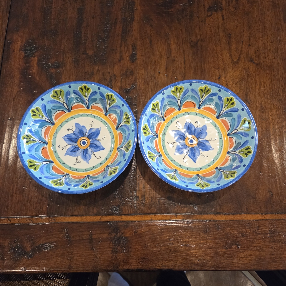 Blue Floral Tuscany Melamine Bowls, Set Of 2 - Picture 3 of 5